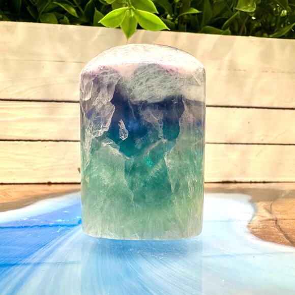 Feather Fluorite Tower 316g 66mm Polished Rainbow Crystal Mexico - Picture 2 of 3